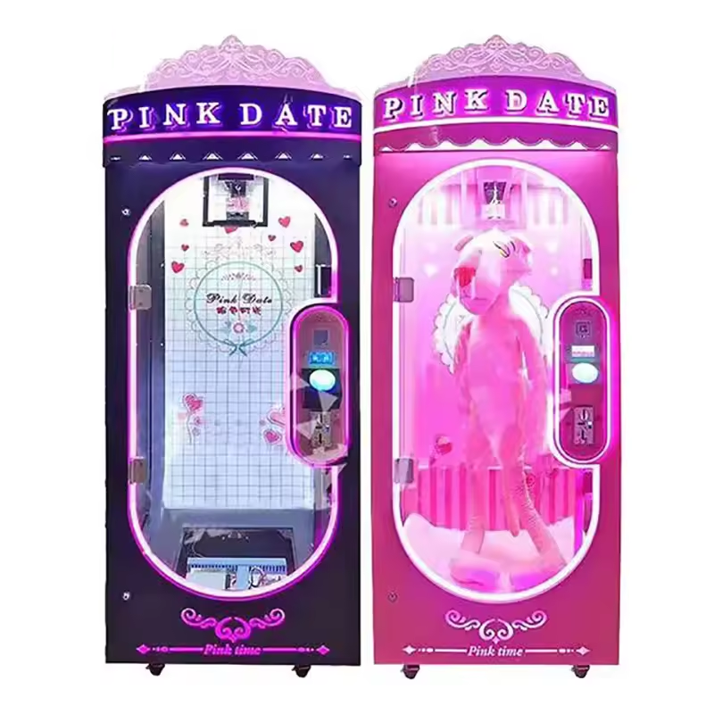 Coin Operated Indoor Pink Date Doll Cutting Prize Gift Scissors Skill Cut Arcade Game Machine for Sale